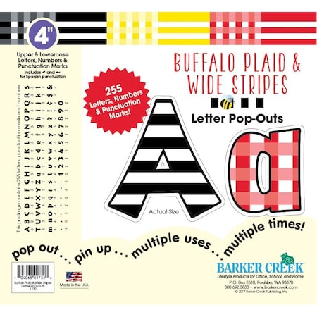 Barker Creek Buffalo Plaid & Wide Stripes 4" Letter Pop-Outs, 255 Characters/Set 1732